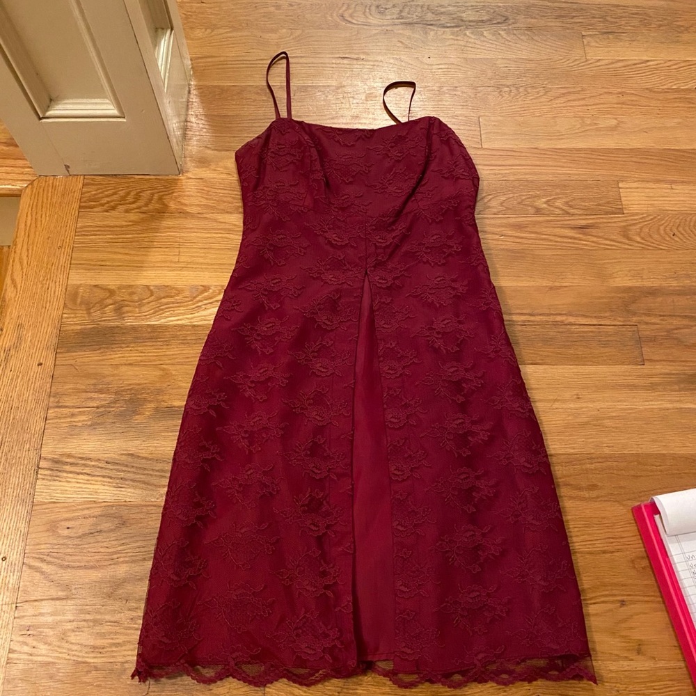 Red mini dress.